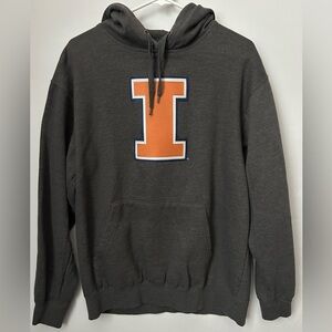 Illinois Fighting Illini pullover Gray Hoodie Orange Logo Section Majestic M